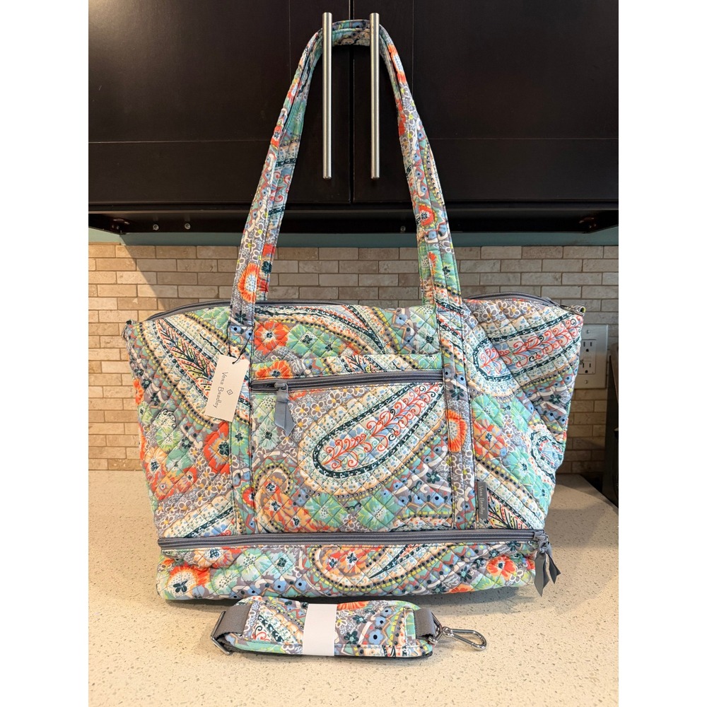 Vera Bradley Large Tote Citrus Paisley Zip Top NEW WITH TAGS
